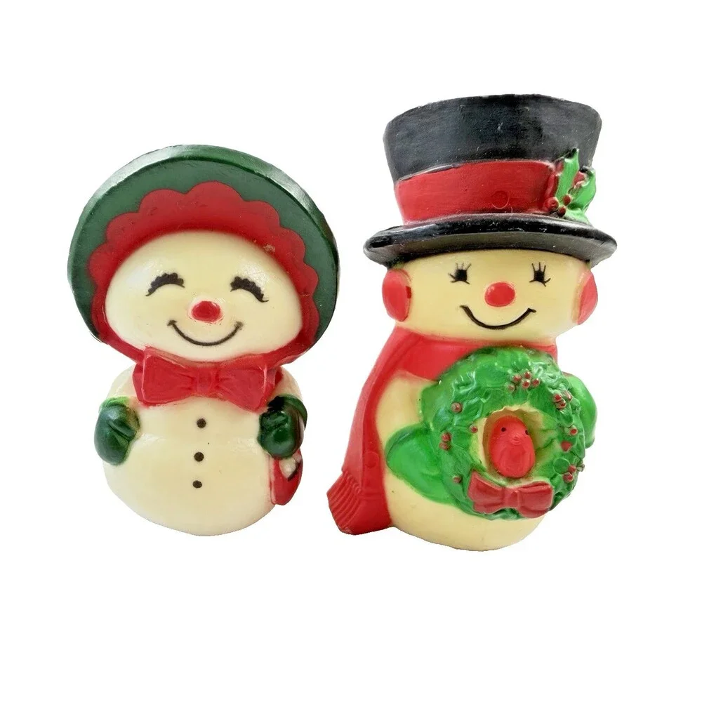Vintage Hallmark Mr & Mrs Frosty Snowman Figurines Christmas Decor Set Pair